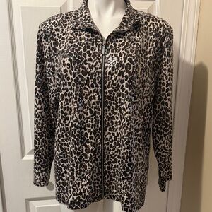 Erin London Leopard Print Bomber Jacket, Size XL